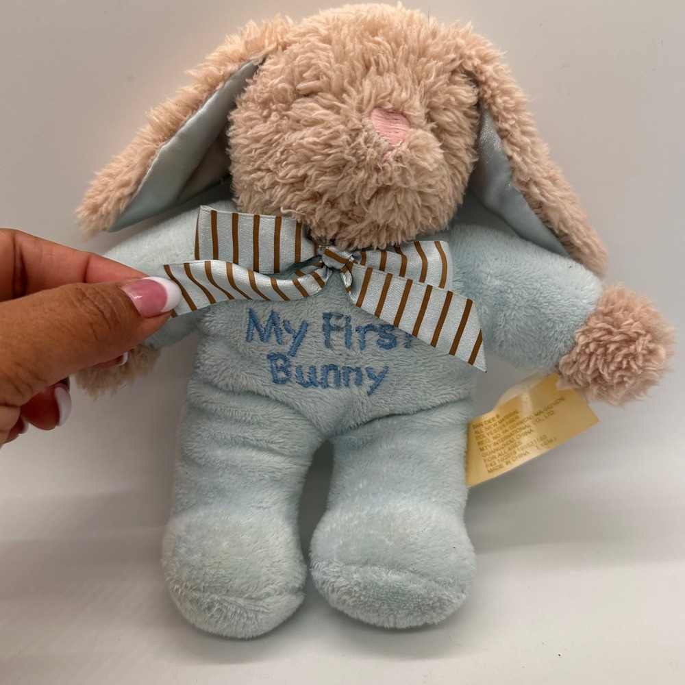 Dan Dee My First Bunny Plush Blue Pajamas Striped Bow Pink Nose Easter Baby Toy - Picture 5 of 11